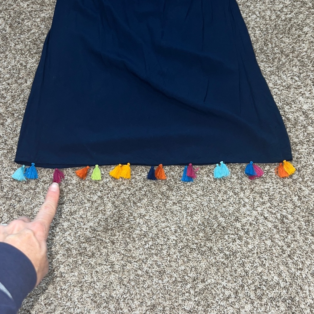 Escapada Navy Dress | Swimsuit Cover Up with Colorful Tassels - Picture 5 of 7